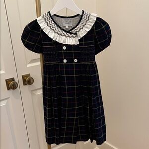 Elegant Plaid Dress with Ruffled Collar